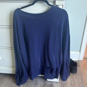 Navy Blue ballon sleeve Top